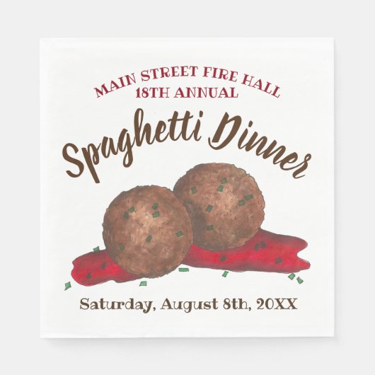 ミートボールイタリアンスパゲッティディナーチャリティーイベント スタンダードランチョンナプキン (正面)
