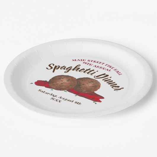 ミートボールイタリアンスパゲッティディナーチャリティーイベント ペーパープレート (アングル)