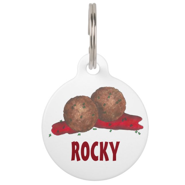 ミートボールイタリアンマリナラソース料理食品 ペット　ネームタグ (正面)