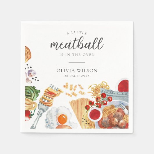 ミートボールイタリアン赤ちゃんシャワー スタンダードカクテルナプキン (正面)