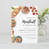 ミートボールイタリアン食べ物1歳の誕生日 招待状 (スタンド正面)