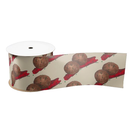 ミートボールマリナライタリアンレストランフード料理 サテンリボン (リール)