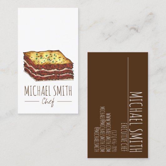 ミートラザグナラザグナイタリアンレストランフードシェフ 名刺 (正面/裏面)