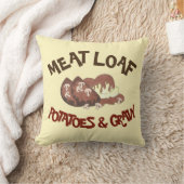 ミートローフポテト&グレービーダイナーフードミートローフ クッション (ブランケット)