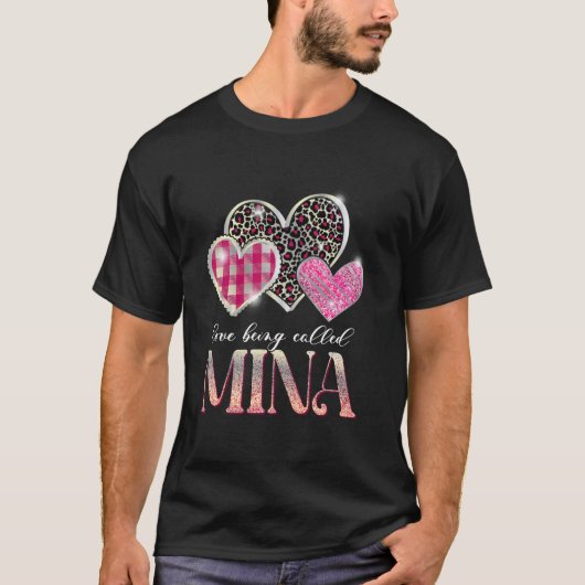 ミーナと呼ばれて愛してる 母の日ヒョウ柄ママ Tシャツ (正面)