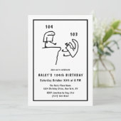 ミームおもしろいユーモアシンプルホワイトホワイト104th誕生日 招待状 (スタンド正面)