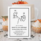 ミームおもしろいユーモアシンプル白黒25th誕生日 招待状