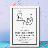 ミームおもしろいユーモアシンプル白黒30th誕生日 招待状