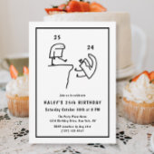 ミームおもしろいユーモアシンプル白黒34th誕生日 招待状