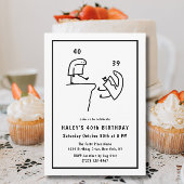 ミームおもしろいユーモアシンプル白黒40歳の誕生日 招待状