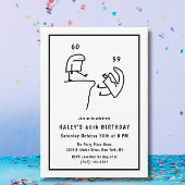 ミームおもしろいユーモアシンプル白黒60th誕生日 招待状