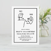 ミームおもしろいユーモアシンプル誕生日ホワイト101 招待状 (スタンド正面)