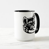 ミームのサングラスを持つ荒い息猫 マグカップ (正面右)