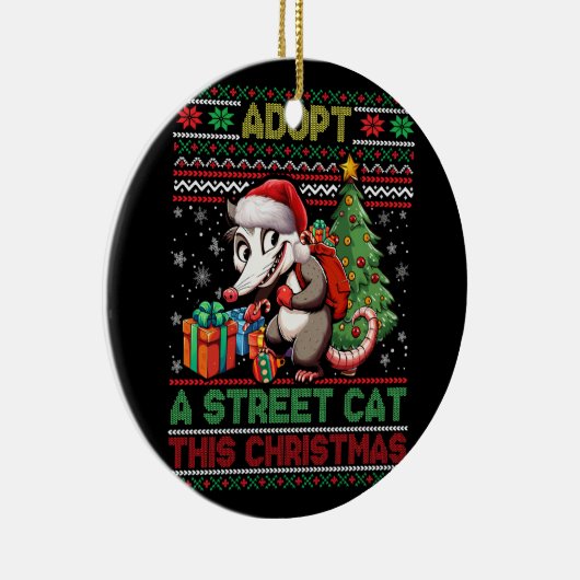 ミームクリスマスは通りキャットサンタオポッサムメリーCを採用 セラミックオーナメント (右)