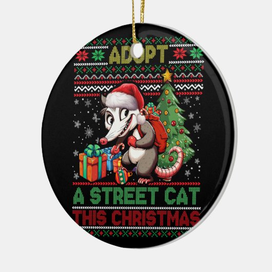 ミームクリスマスは通りキャットサンタオポッサムメリーCを採用 セラミックオーナメント (左)