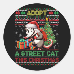 ミームクリスマスは通りキャットサンタオポッサムメリーCを採用 ラウンドシール