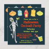 ミームハロウィーンカクテルパーティの招待状 招待状 (正面/裏面)