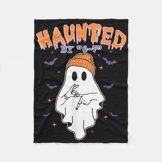 ミーム ハロウィン 幽霊 フリースブランケット (正面)