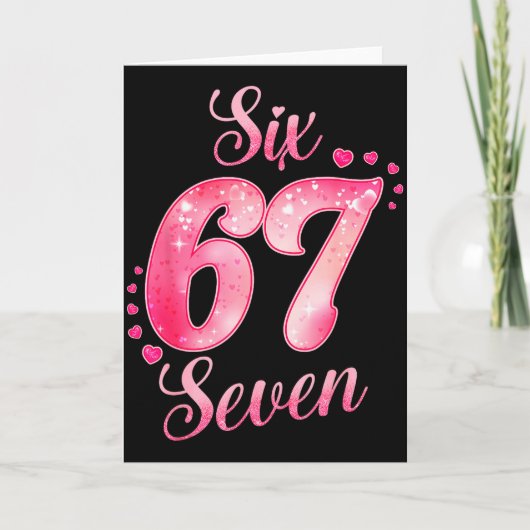 ミーム 6 と 7 ６ ７ かわいい ラブ バレンタイン メンズ カード (正面)