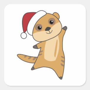 ミールカット・クリスマス雪の冬の動物 スクエアシール