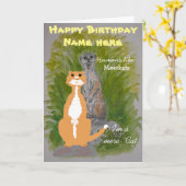ミールカト&メアキャット誕生日カスタマイズ カード (黄色い花)