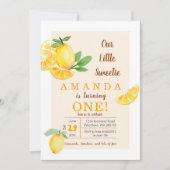 ミ素朴トラス·リトル·スイーティ·レモン第1誕生日 招待状 (正面)