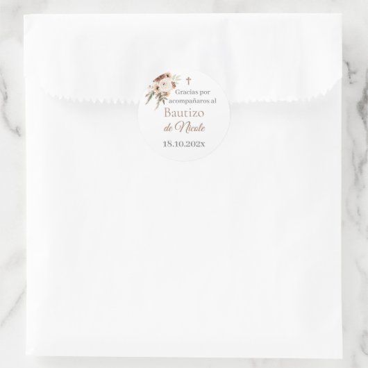 ミ・バウティゾスペインのステッカー、男の子バプティスエスパニョル ラウンドシール (バッグ)