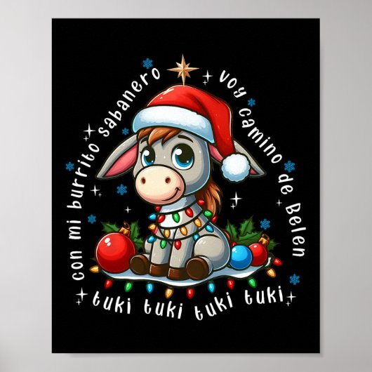 ミ・ブリト・サネロ メキシコのクリスマス ロバ スペイン語 ポスター (正面)