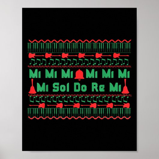 ミ ミ ミ ソ ド レ ミ 音符 先生 クリスマスの駄洒落Tシャツ ポスター (正面)
