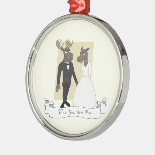 ムおもしろいー結婚スの漫画 メタルオーナメント (左)