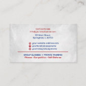 ムエイ・タイおよびキックボクシング コーチ - グローブとリング 名刺 (裏面)