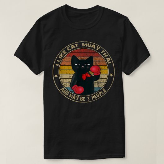 ムエタイおもしろいキャットキックボクシングタイボクシングキャット Tシャツ (デザイン正面)