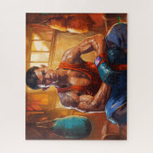 ムエタイのトレーニング：戦闘が始まる ジグソーパズル (縦)