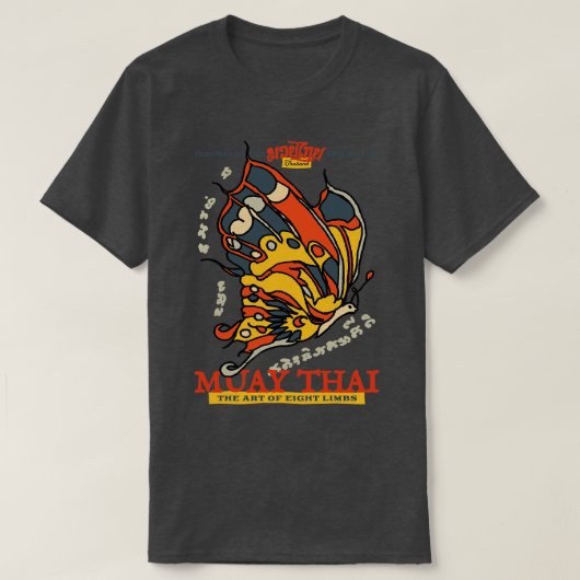 ムエタイタトゥーバタフライ Tシャツ (デザイン正面)