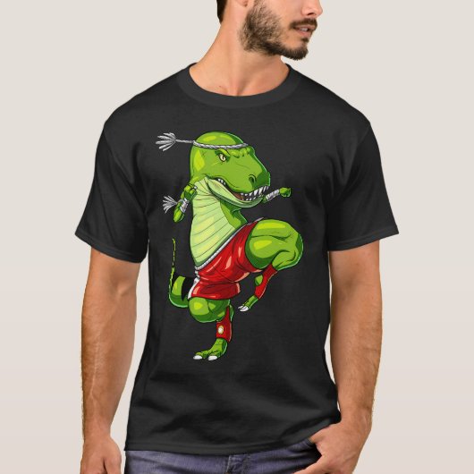 ムエタイティラノサウルス恐竜 Tシャツ (正面)