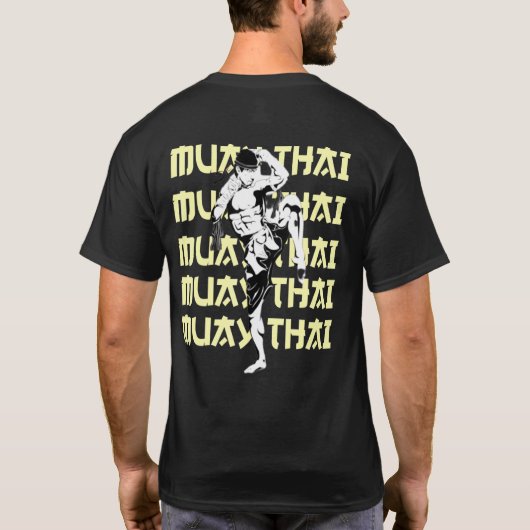 ムエタイファイター中継文字チェックキックmma tシャツ (裏面)
