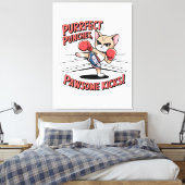 ムエタイボクシングかわいいアニメ猫Tシャツ キャンバスプリント (インサイチュ (寝室))