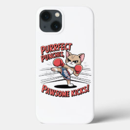 ムエタイボクシングかわいいアニメ猫Tシャツ iPhone 13ケース