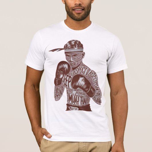 ムエタイヴィンテージタイポグラフィファイターTシャツ Tシャツ (正面)