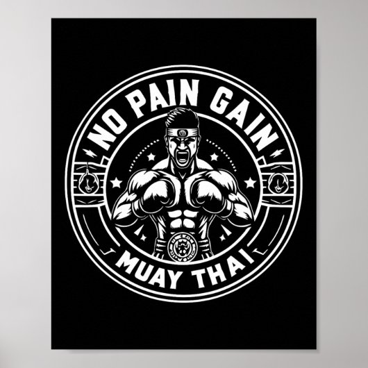 ムエタイ引用文No pain No Gain Sign No Pain No G ポスター (正面)