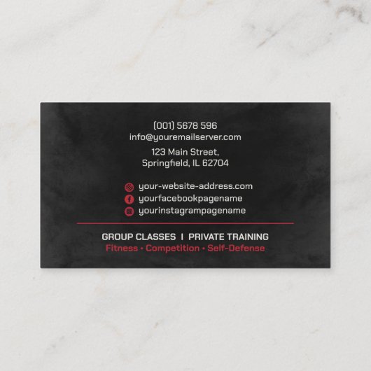 ムエタイ&キックボクシングコーチ - ブルーレッドビジネス 名刺 (裏面)