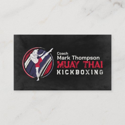 ムエタイ&キックボクシングコーチ - ブルーレッドビジネス 名刺 (正面)