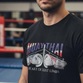 ムエタイ ボクシンググローブ & リングデザイン Tシャツ