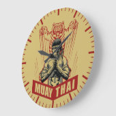 ムエタイ 武術 眠れる虎 道場 ラージ壁時計 (傾斜)