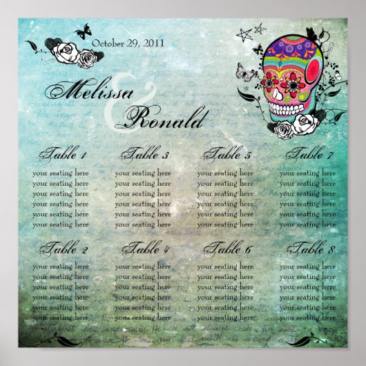 ムエルテデイオブザデッドカラベラスシュガースカルアート ポスター (正面)