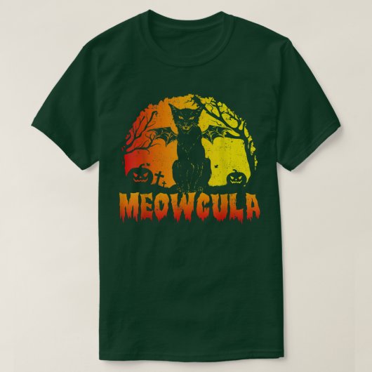 ムオクルアブラックキャットハロウィーン Tシャツ (デザイン正面)