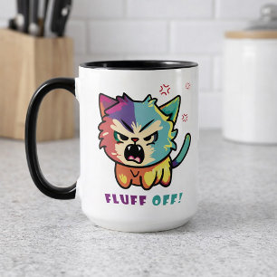 ムカつく かわいい猫が フラフオフと威嚇している。 マグカップ