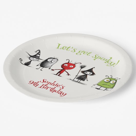 ムカつく！不気味なモンスター子供の誕生日 ペーパープレート (アングル)