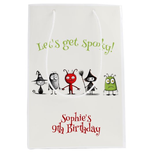 ムカつく！不気味なモンスター子供の誕生日 ミディアムペーパーバッグ (正面)