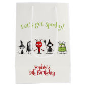 ムカつく！不気味なモンスター子供の誕生日 ミディアムペーパーバッグ (裏面)